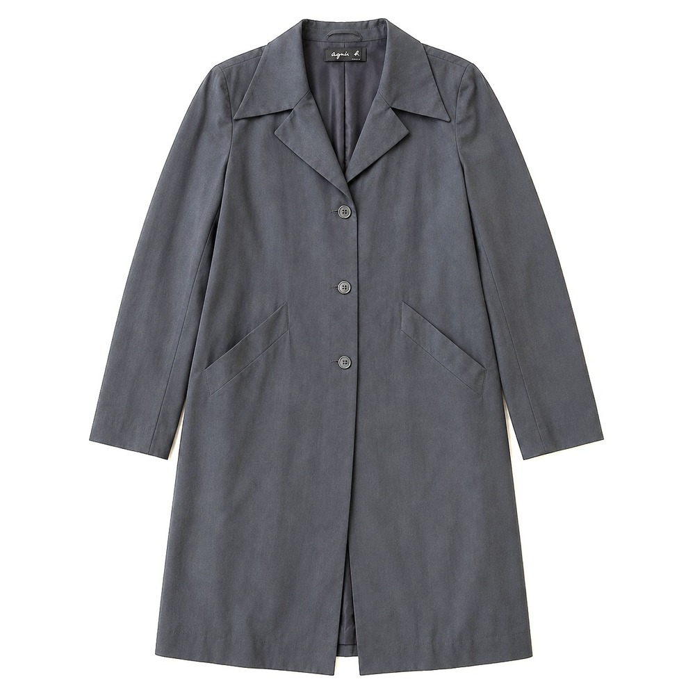 AGNES B Charcoal‎ Wide Collar Coat Size 6-8  Lined Pockets Quiet Luxury France - Picture 4 of 9